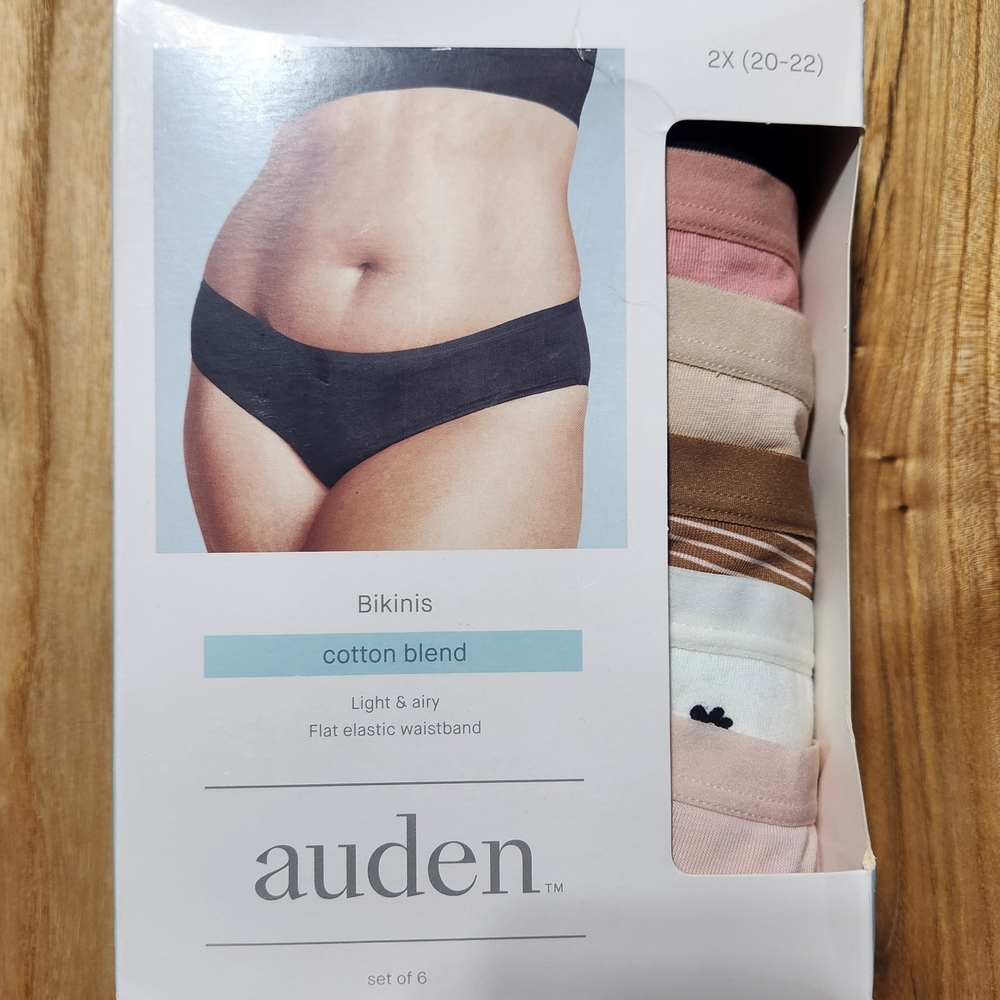 NIB Auden Cotton Blend Bikini Set (2 Sets/Boxes = 12 pairs) - 2X/20-22